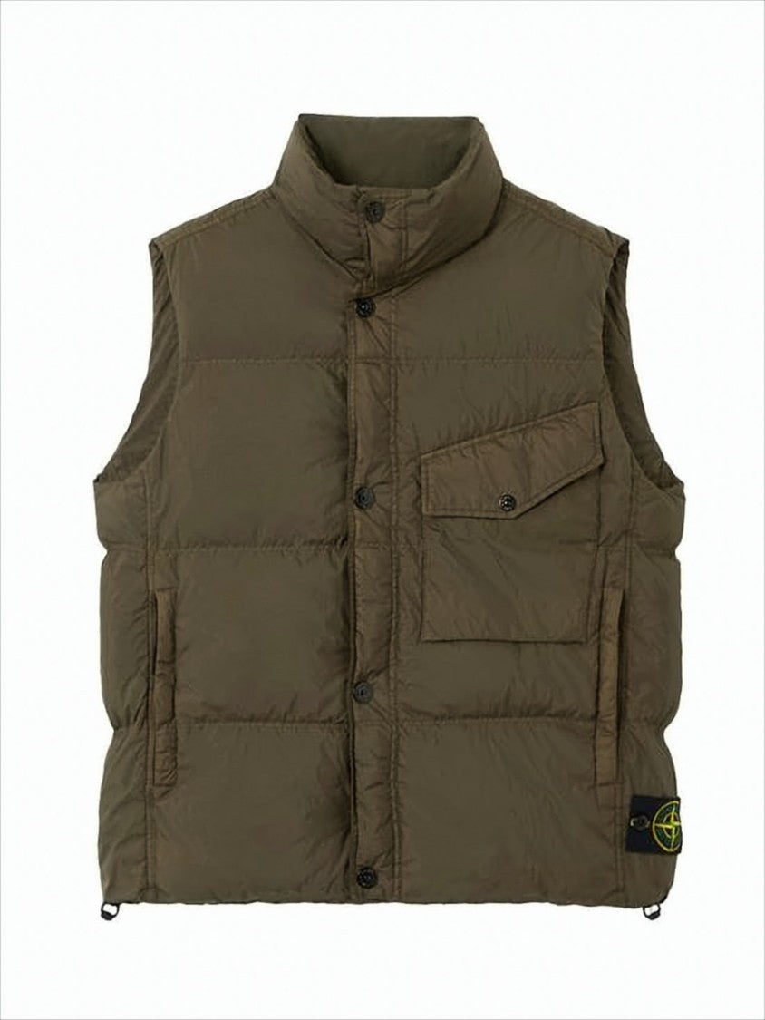 Stone Island Padded Quilted Vest With High Collar