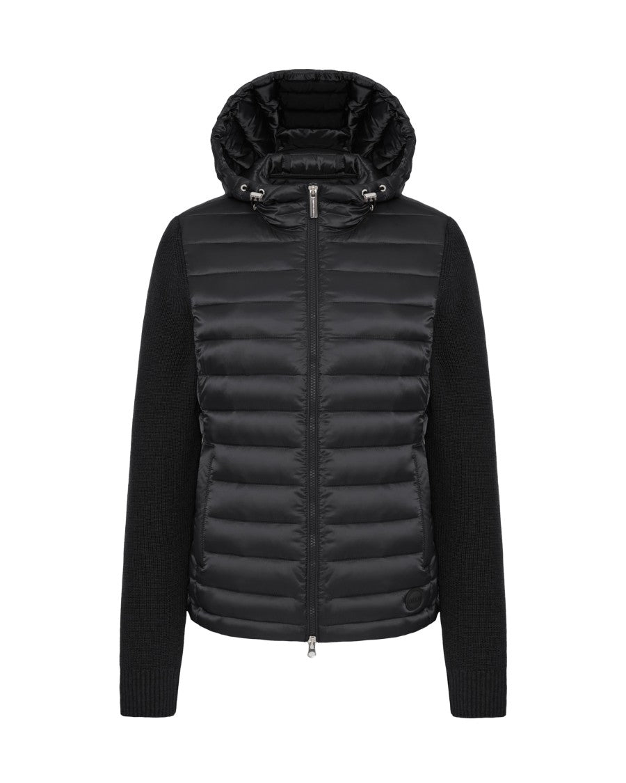 Colmar Originals Black Hooded Jacket With Knit Sleeves