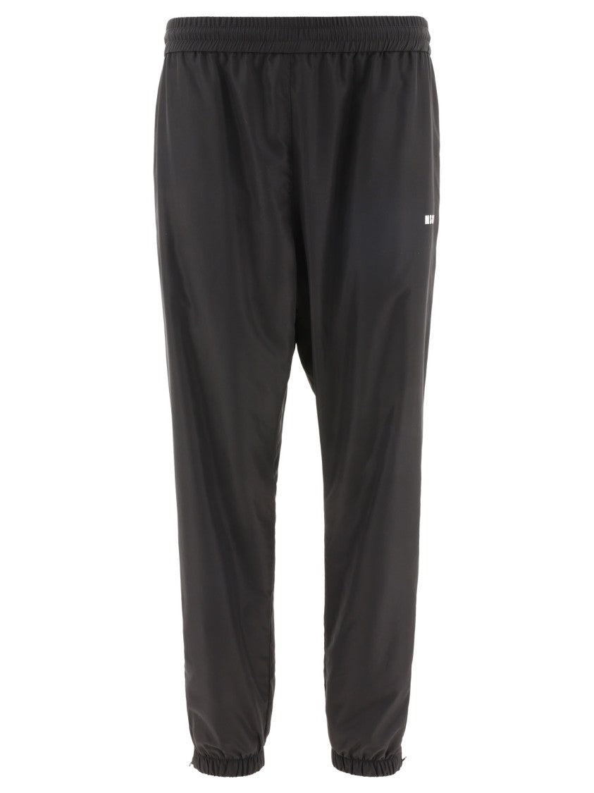 Msgm Relaxed Fit Black Joggers With Mid-Rise Waist