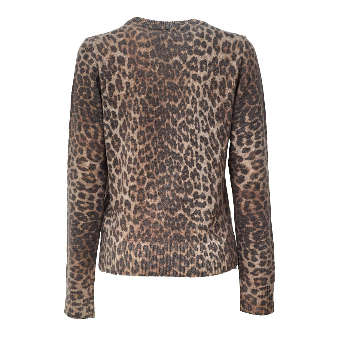 Ganni Brown Graphic Wool Sweater With Tiger Print