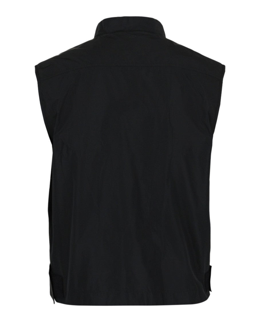 Ferragamo Black Sleeveless Vest With Stand Collar And Front Zip Closure