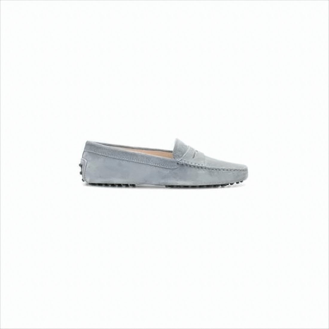 Tod's Penny Strap Grey Suede Loafer With Studded Sole