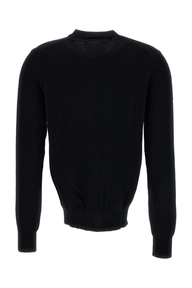 Comme Des Garçons Black Black Emblem Wool Roundneck Cardigan
