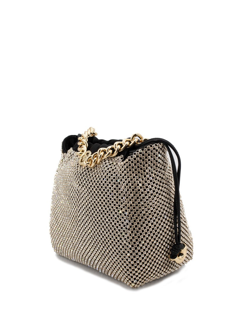 Pinko Textured Black Shoulder Bag With Chain Detail