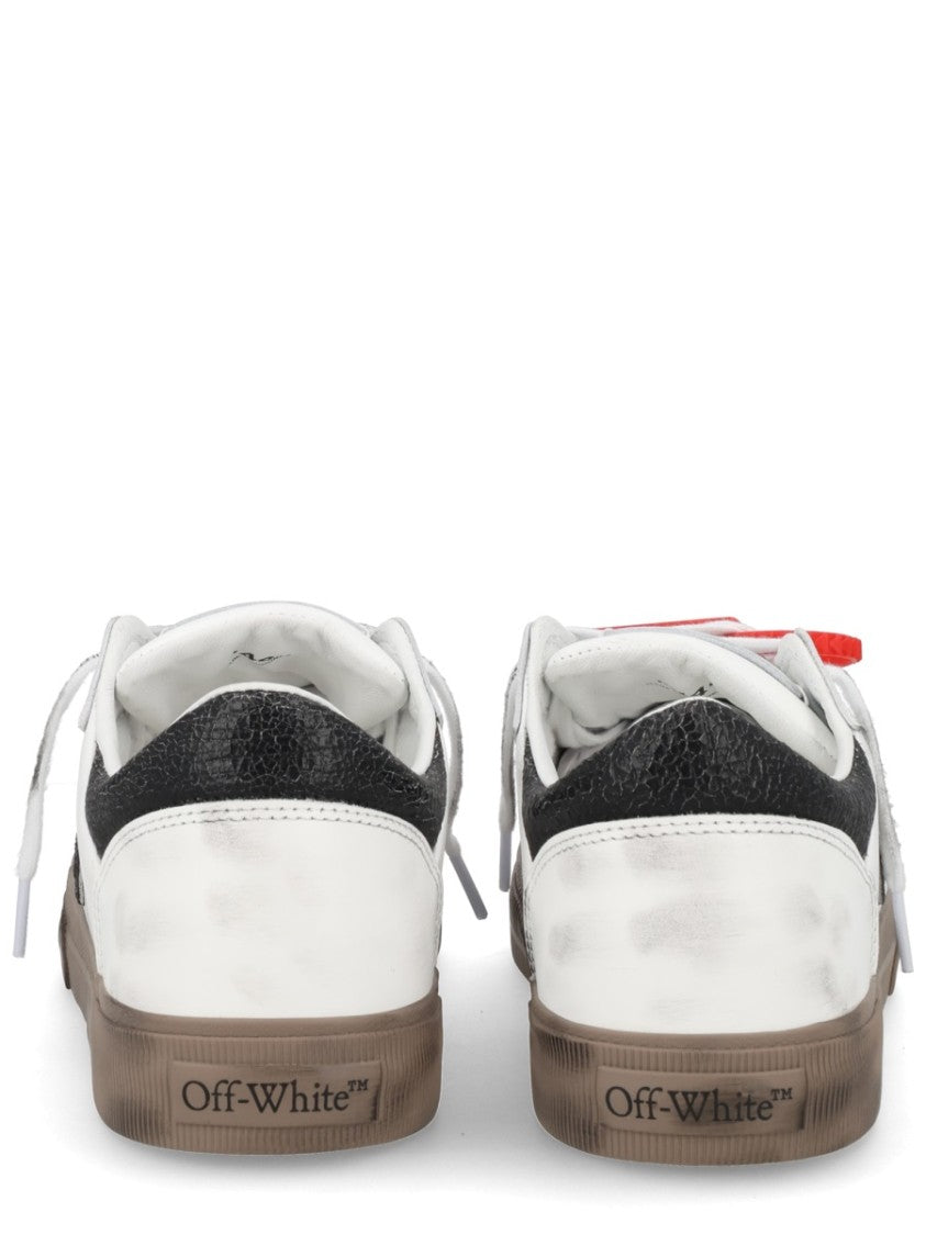 Off-White Vulcanized Leather Distressed Arrow Sneakers