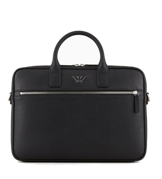 Emporio Armani Rectangular Grained Texture Bag With Logo Plaque