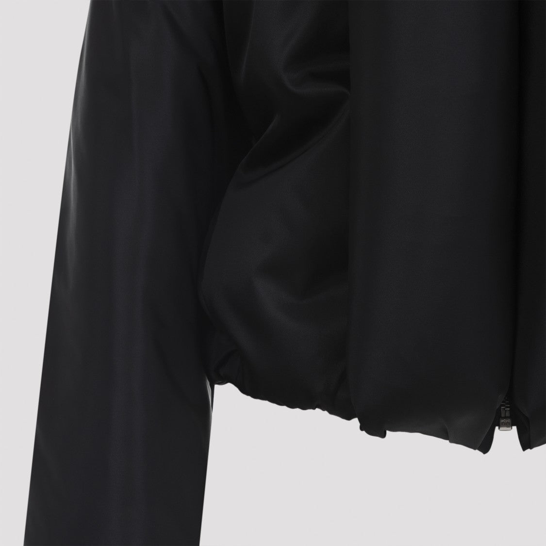 Alaïa Voluminous Collar Padded Jacket In Black Taffeta