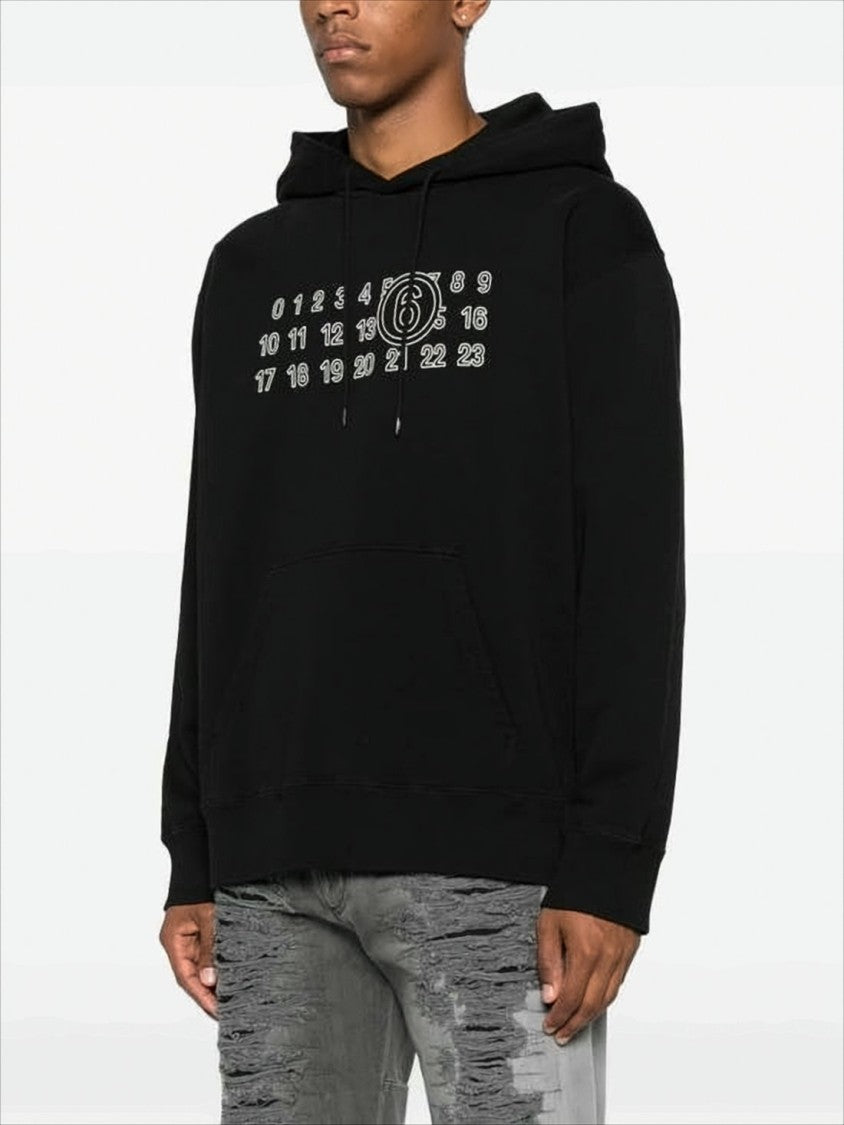 Mm6 By Maison Margiela Black Hoodie With Numeric Graphic