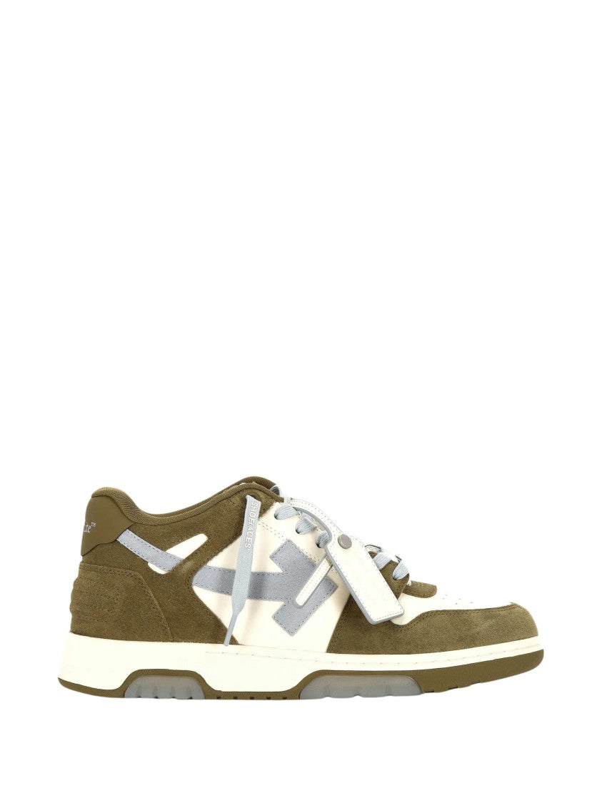 Off-White Mud Green Out Of Office Suede Low-Top Sneakers
