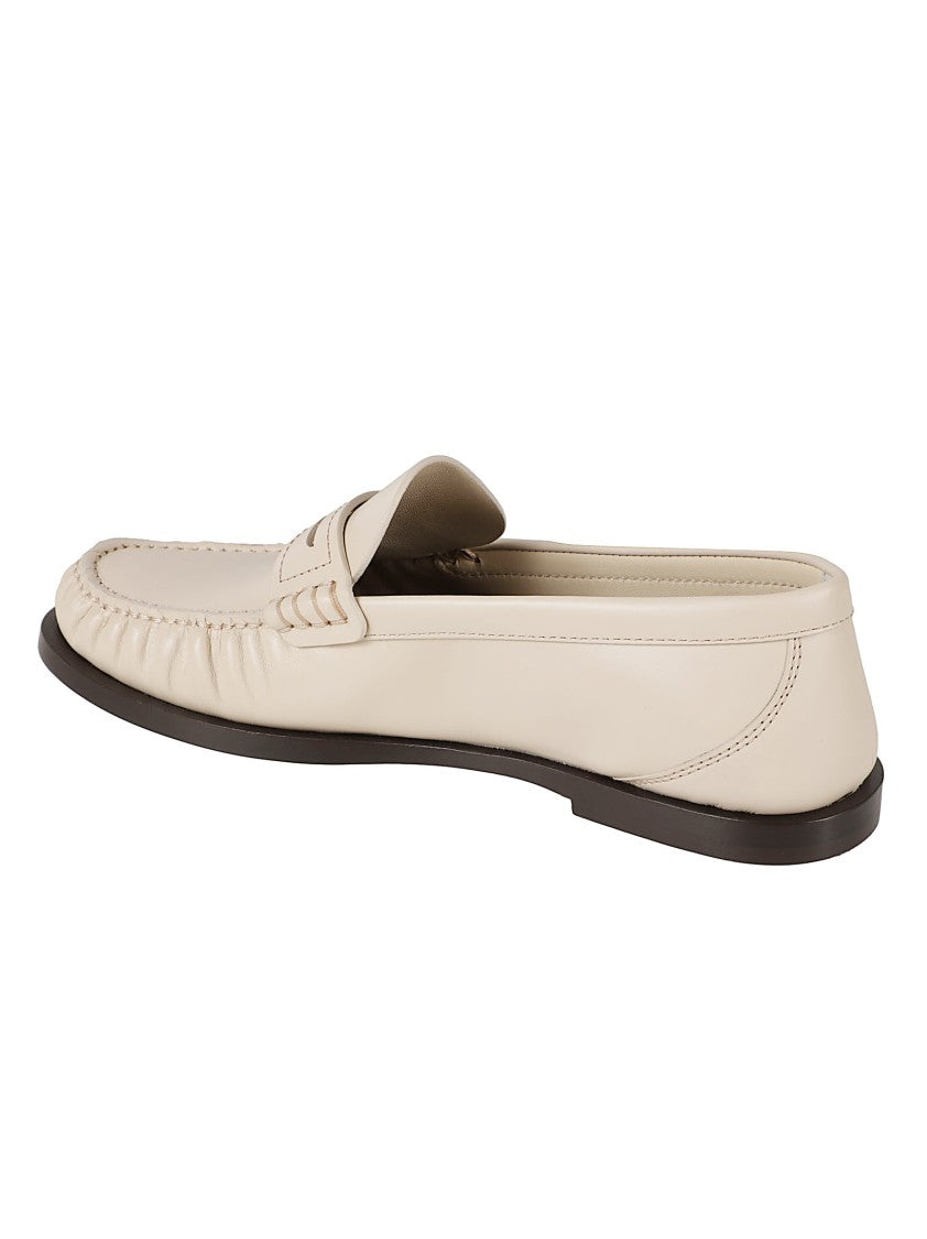 Saint Laurent Moccasin-Style Leather Flat Shoes With Decorative Strap