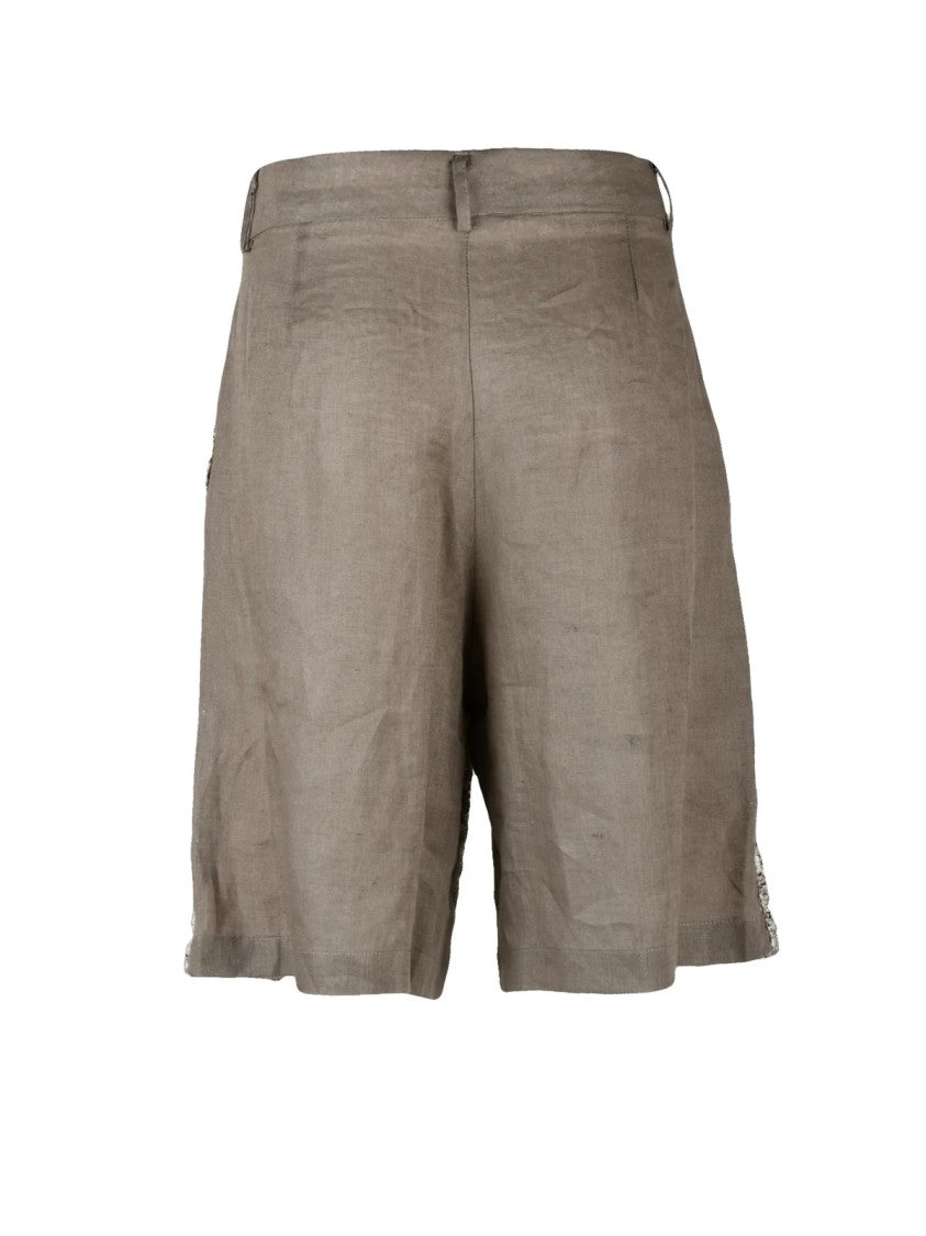Souvenir Brown Silver Linen Shorts