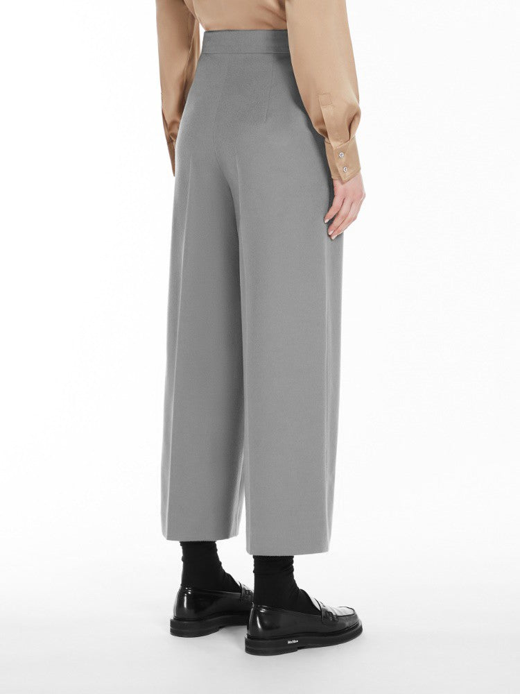 Max Mara Cropped Grey Trousers With Wide-Leg Silhouette