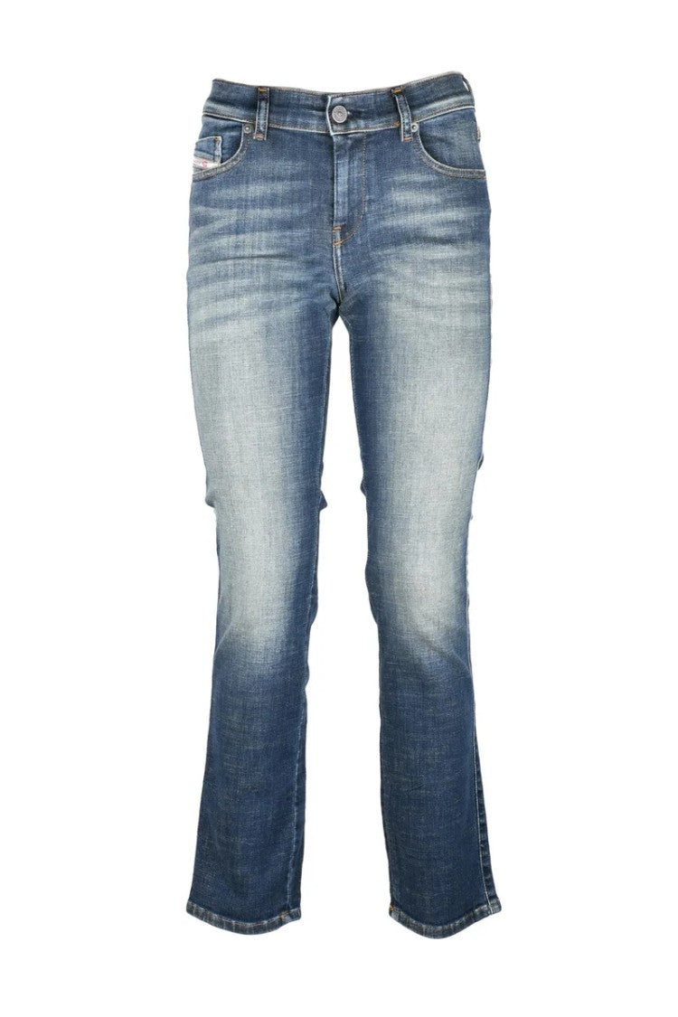 Diesel Blue Cotton Elastane Women's Straight Leg Jeans