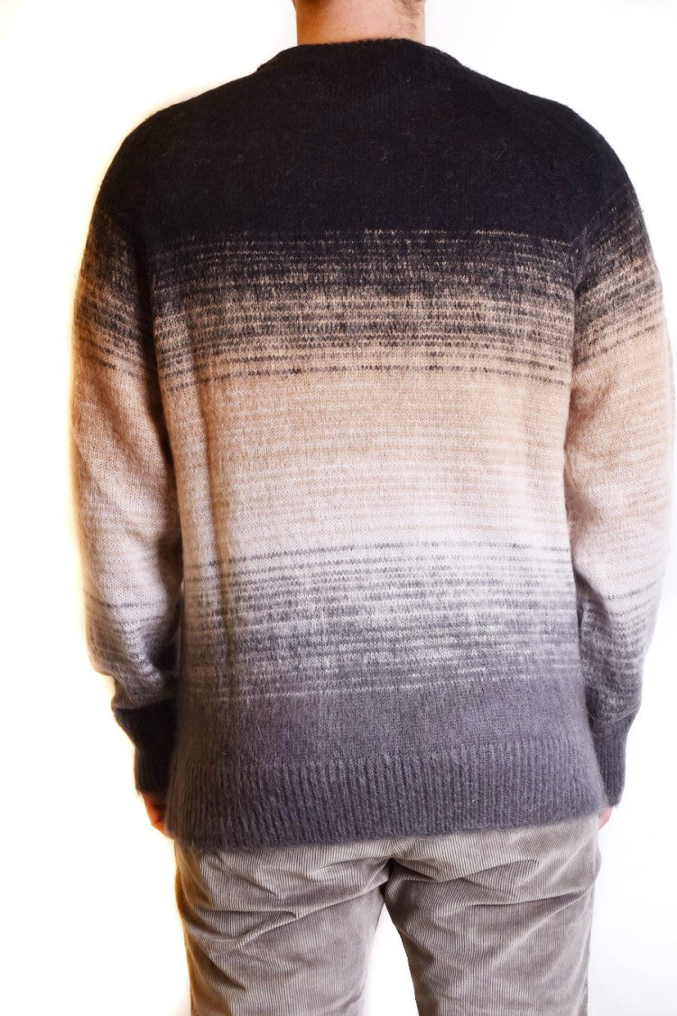 Laneus Multicolor Gradient Knit Sweater Fuzzy Texture