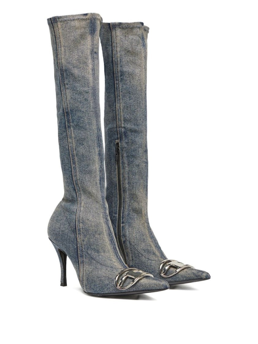 Diesel Knee-High Denim Boots