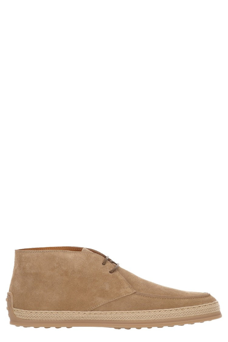 Tod's Tan Calfskin Lace-Up Ankle Boots