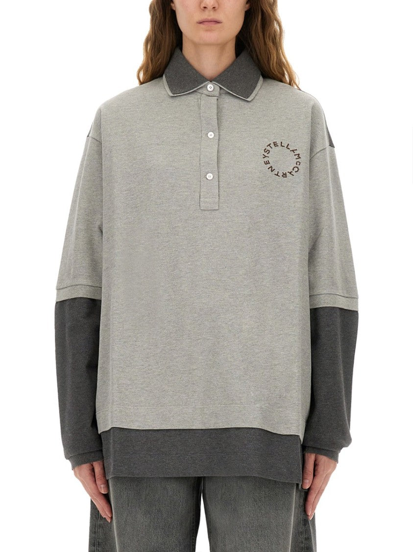 Stella Mccartney Two-Tone Oversized Polo With Contrasting Cuffs