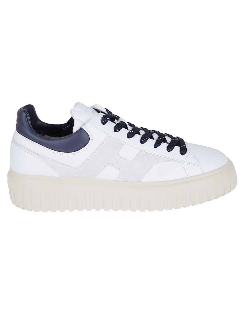 Hogan Low-Top White Nappa Leather Sneakers With Suede Accents