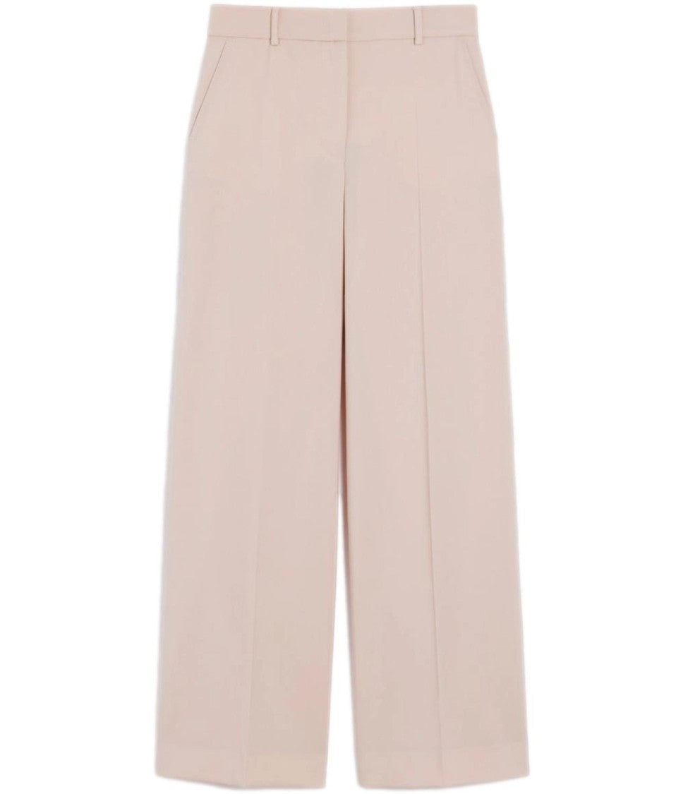 Max Mara Wide-Leg High-Waisted Trousers In Soft Blush Virgin Wool