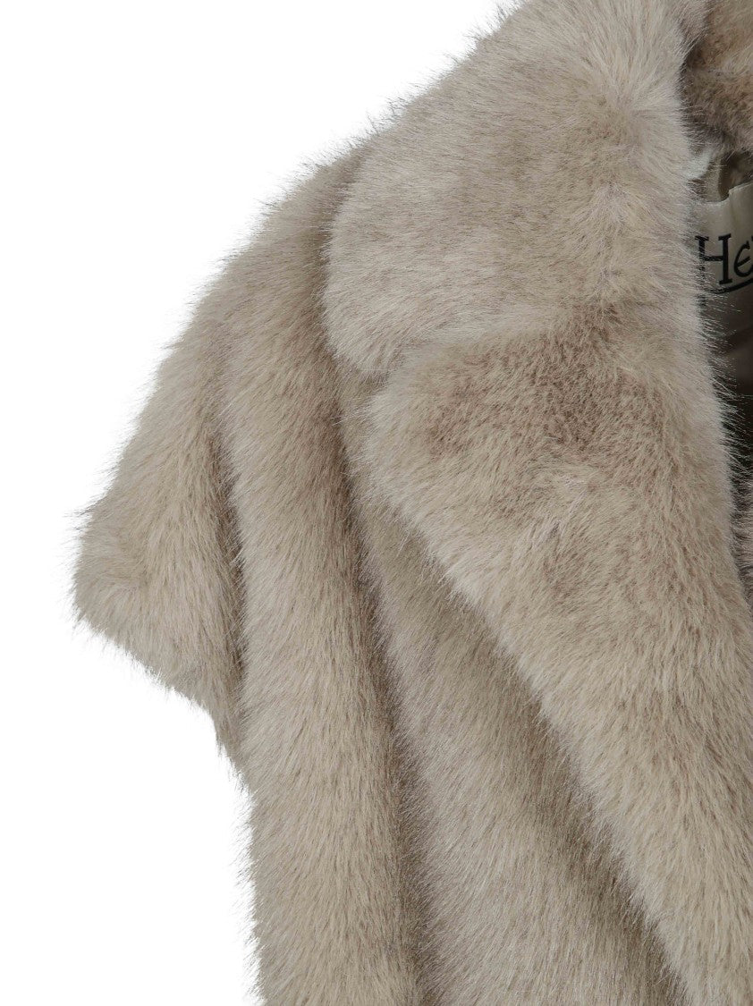 Herno Short Wide Lapel Faux Fur Coat