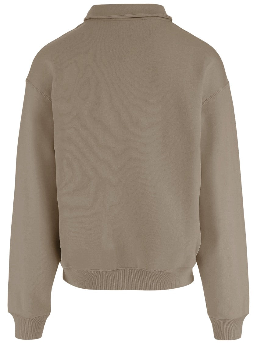 Jacquemus High Collar Dark Beige Cotton Sweatshirt