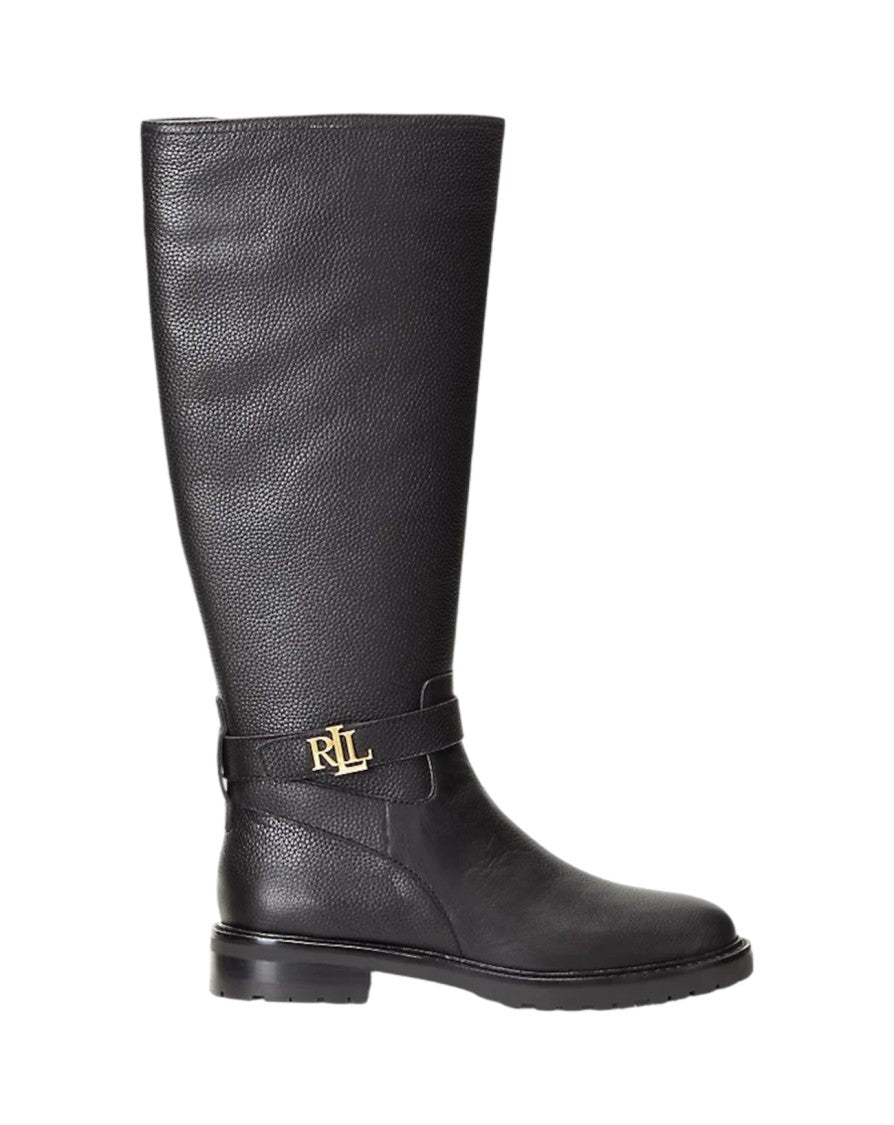 Lauren Ralph Lauren Tall Black Leather Ankle Boot