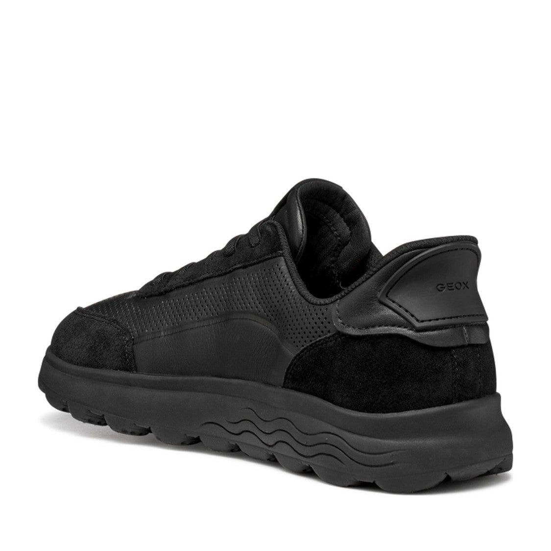 Geox Spherica Plus Black Perforated Sneakers