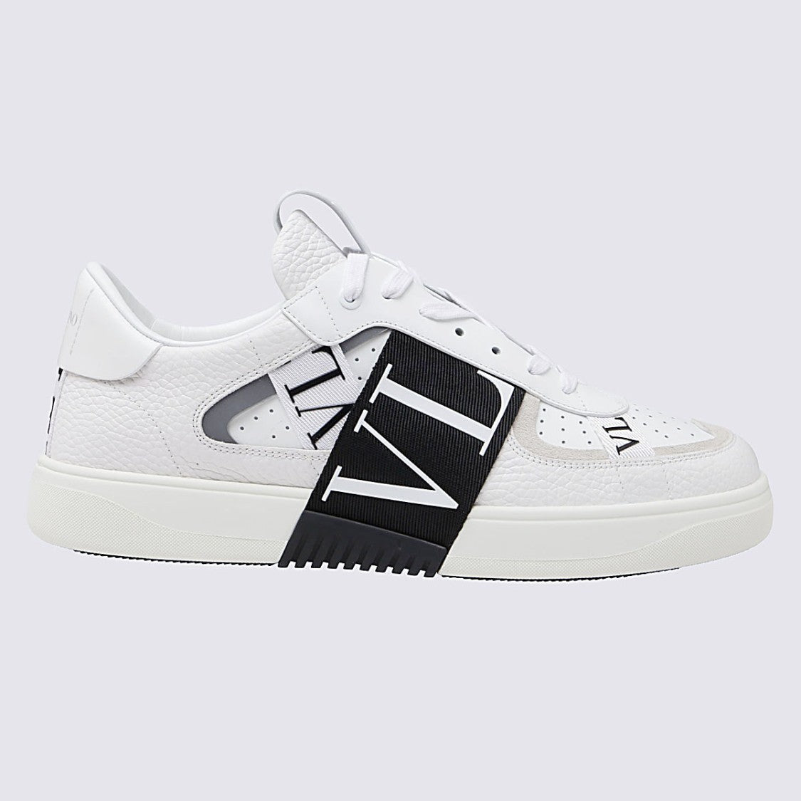 Valentino Garavani Textured Leather Low-Top Sneakers With Bold Strap