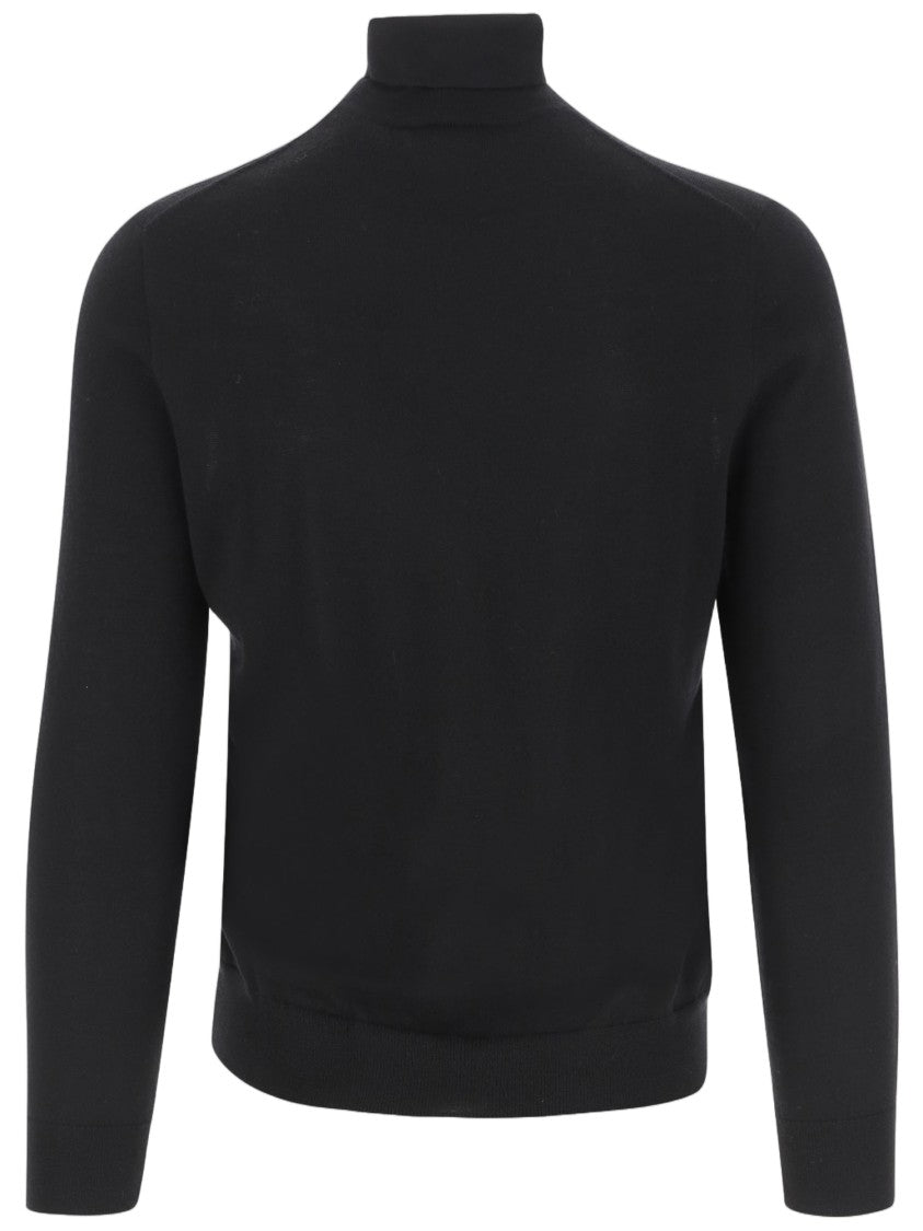 Polo Ralph Lauren Black Embroidered Logo Turtleneck Wool Sweater