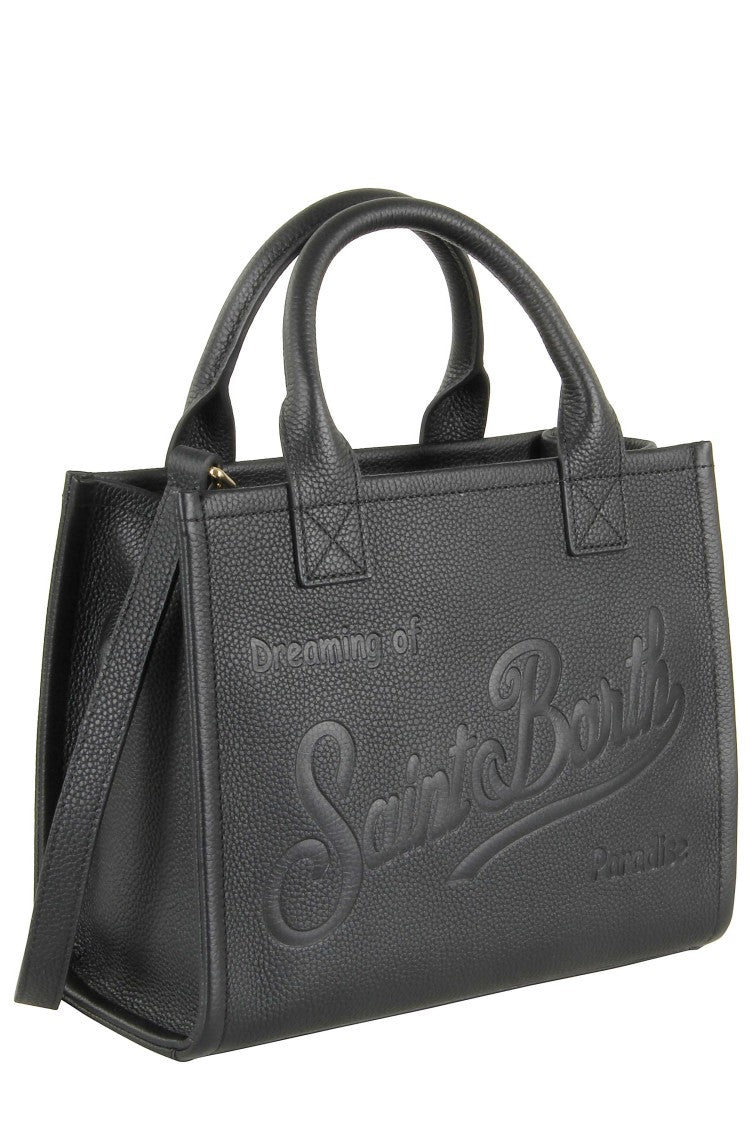 Mc2 Saint Barth Structured Textured Leather Midi Shoulder Bag
