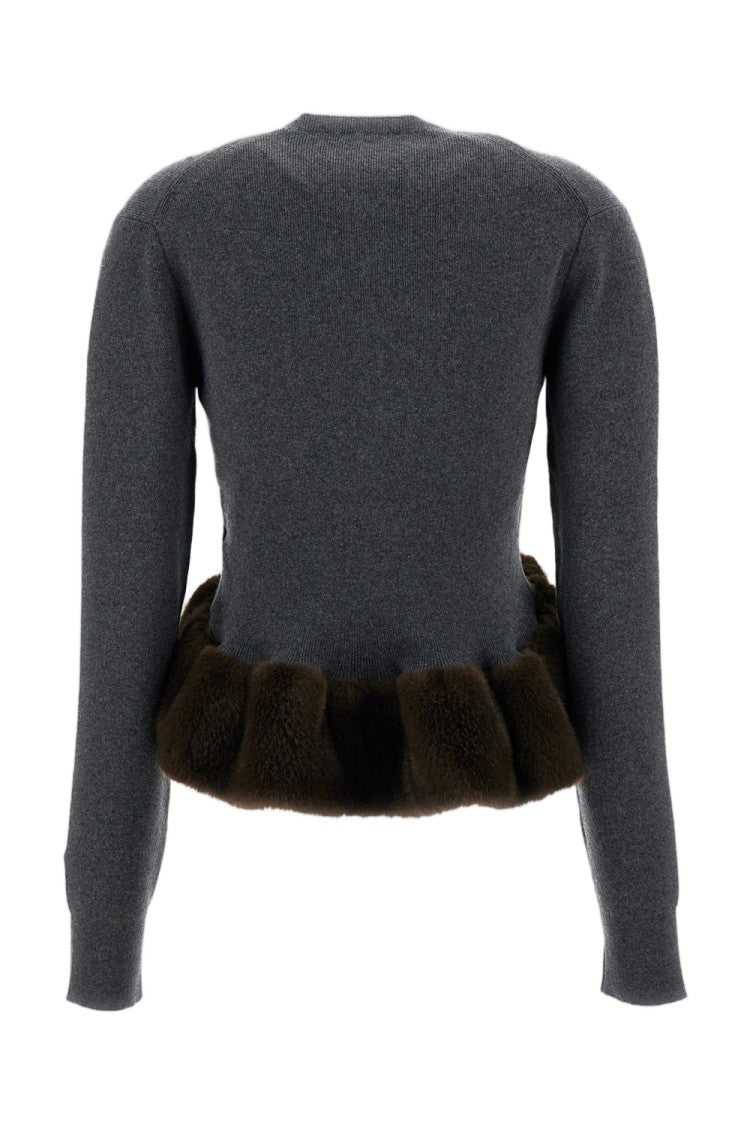 Stella Mccartney Gray Wool-Blend Peplum Cardigan
