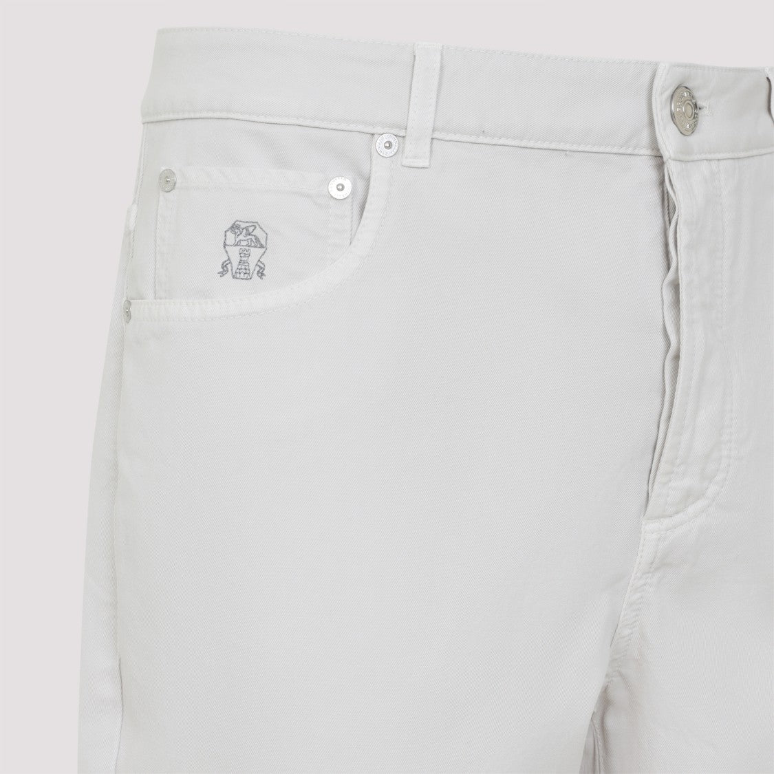 Brunello Cucinelli White Cotton Jeans With Mid-Rise