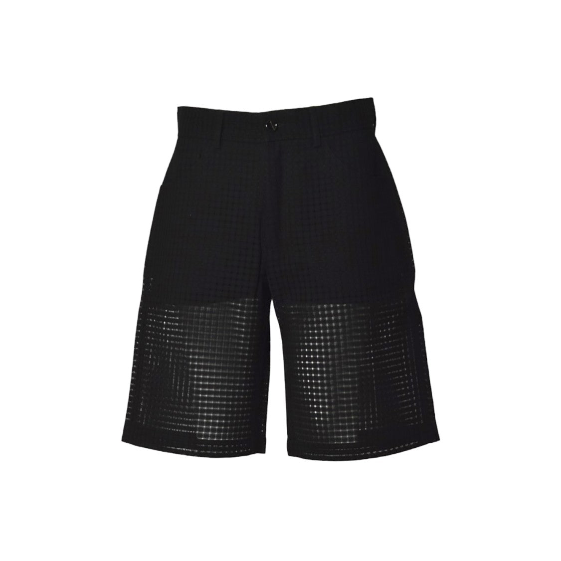 Séfr Grid Textured Black Shorts With Structured Waistband