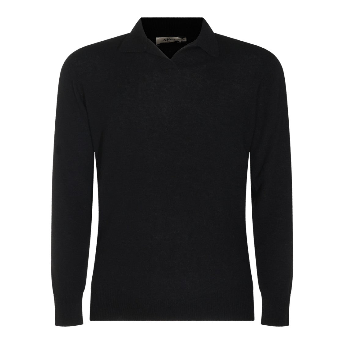 Altea V-Neck Wool Knit Sweater With Ribbed Accents