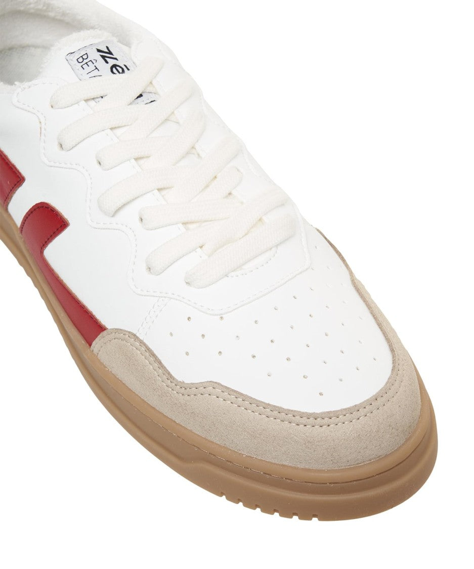 Zeta Chunky Red Corn Leather Sneakers With Unique Logo Details