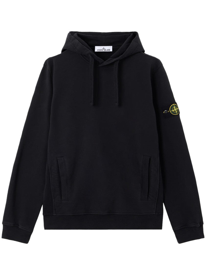 Stone Island Hooded Black Cotton Hooded Sweatshirt