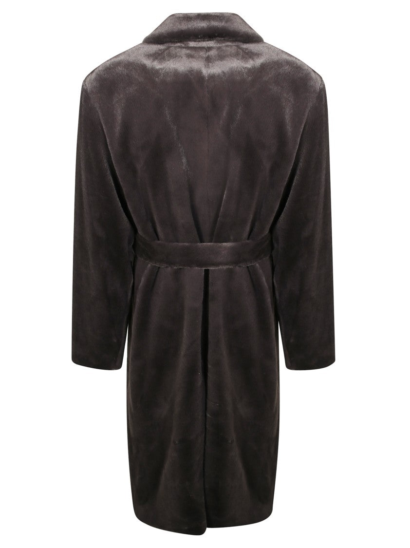 Drôle De Monsieur Textured Fur-Like Winter Coat With Structured Collar