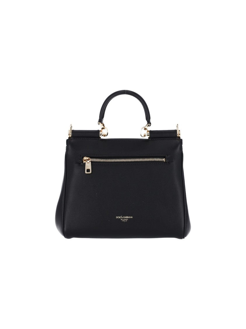 Dolce & Gabbana Structured Black Calfskin Leather Handbag