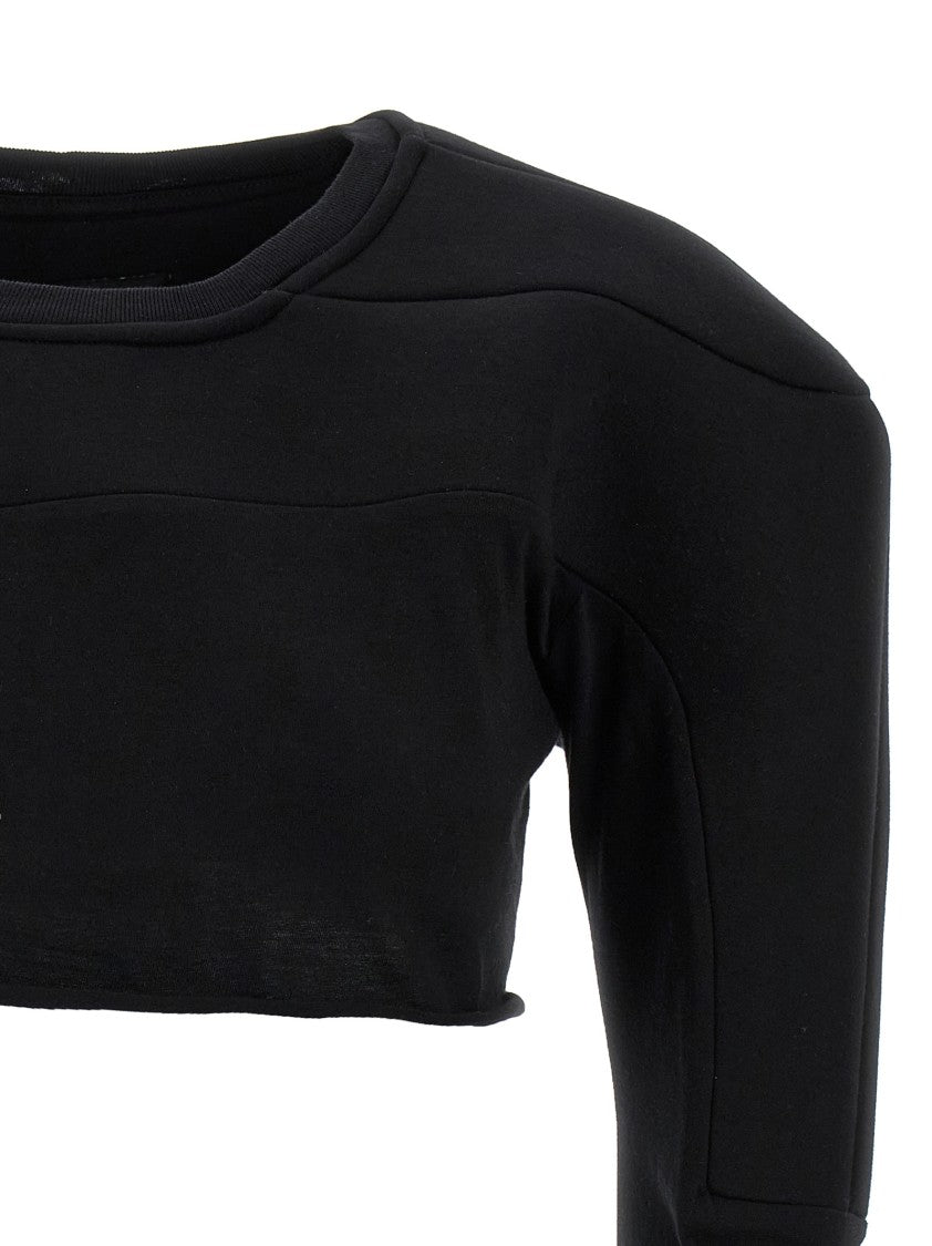 Rick Owens Cropped Black Scuba-Insert Sweater