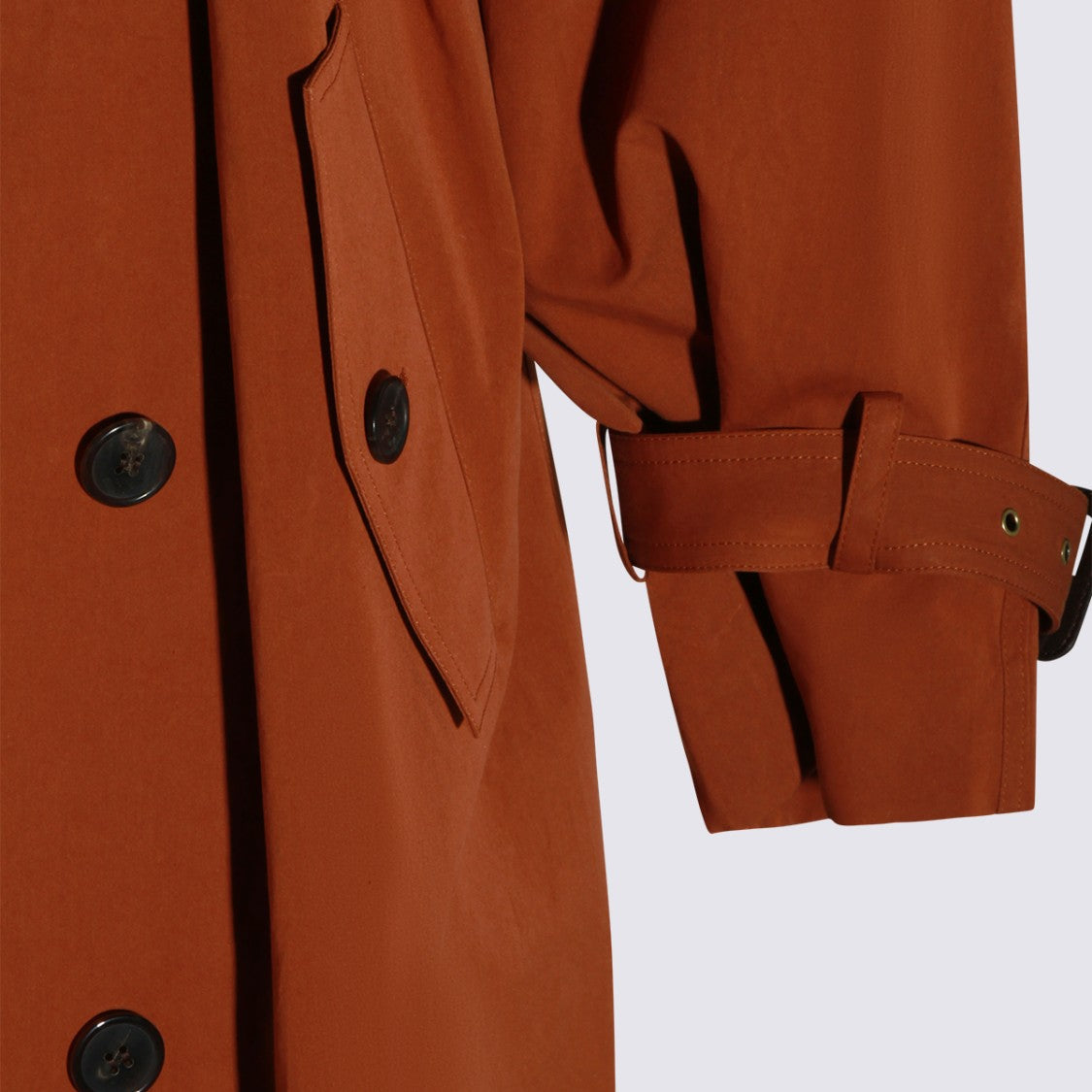 Saint Laurent Double-Breasted Rust Trench Coat With Belted Waist