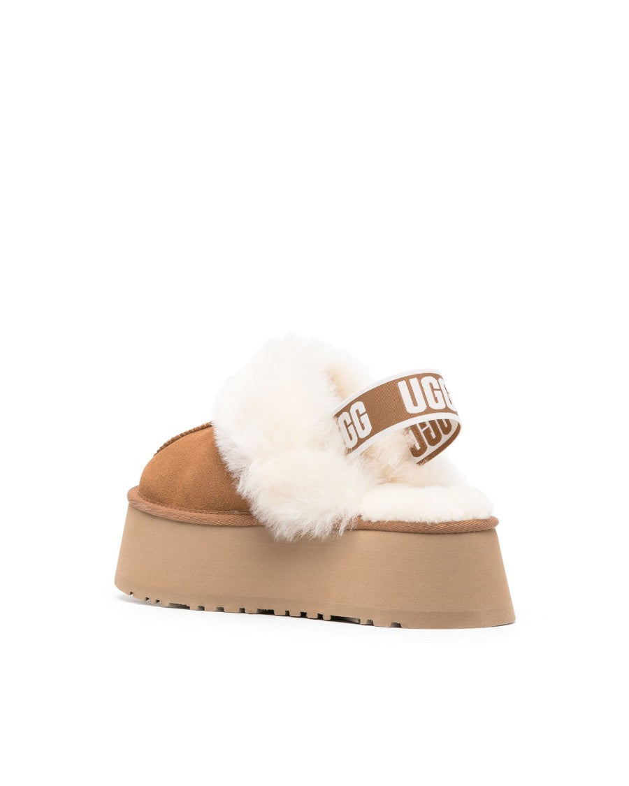 Ugg Chestnut Funkette Suede Shearling Slip-On Flats