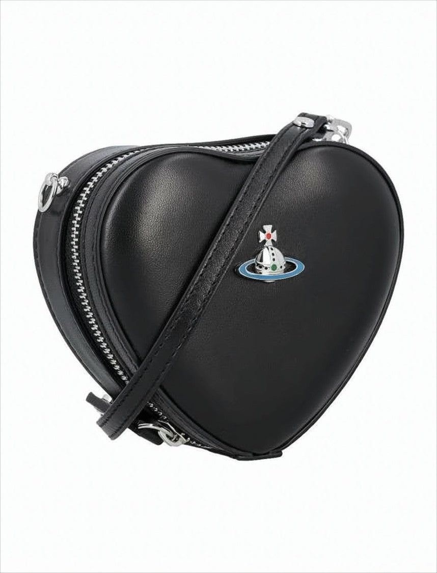 Vivienne Westwood Heart-Shaped Lambskin Shoulder Bag With Metallic Emblem