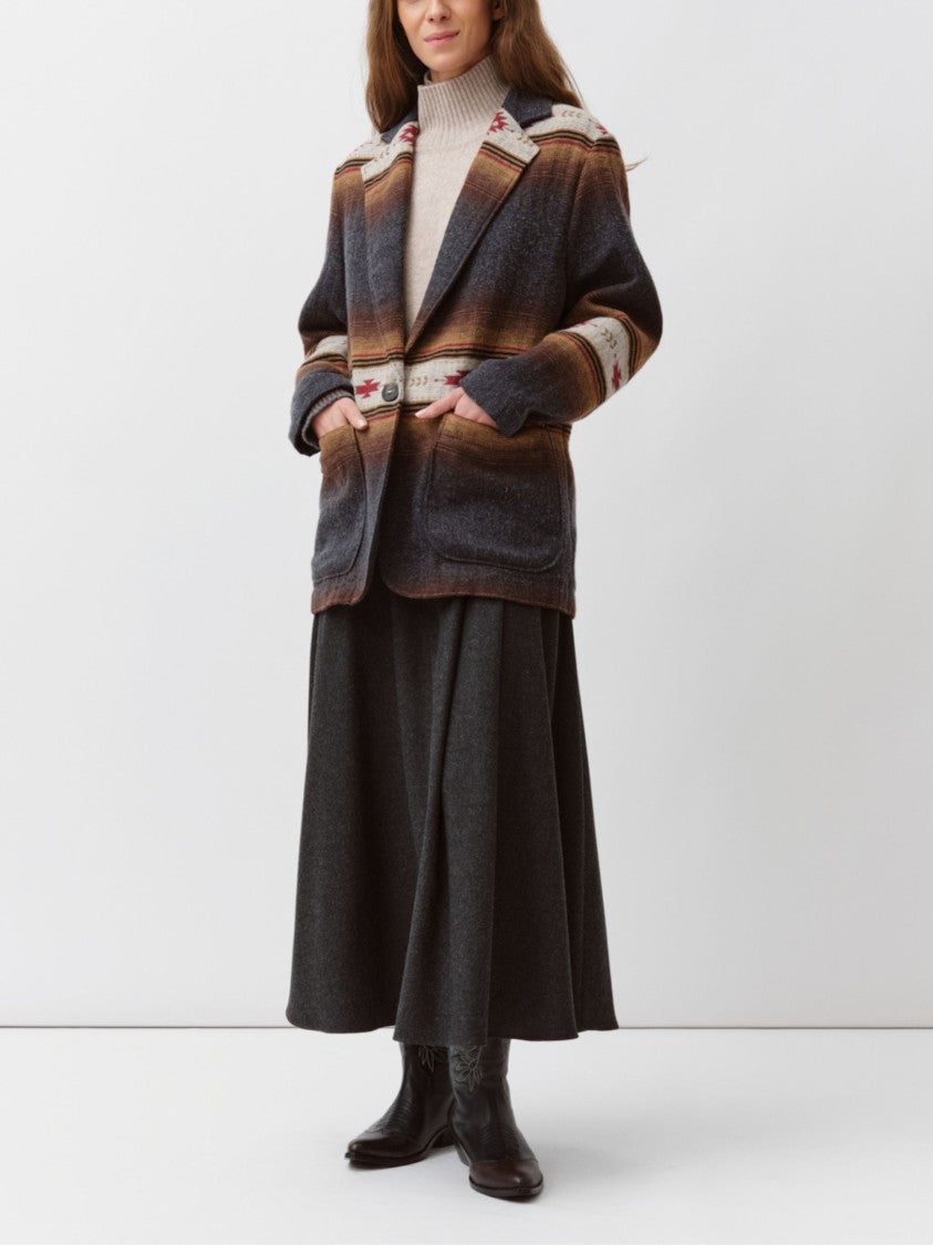 Diega Boxy Silhouette Gradient Blazer With Geometric Motifs