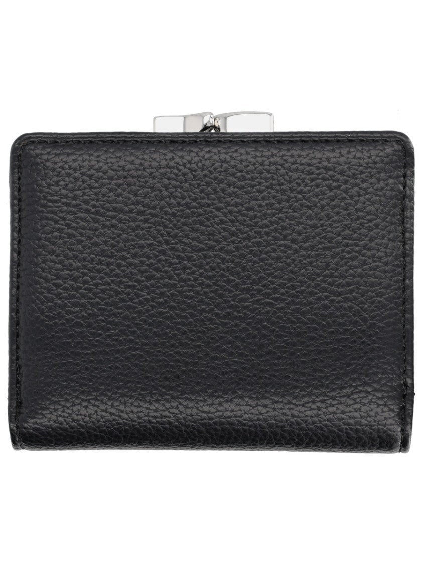 Vivienne Westwood Textured Compact Wallet With Fold-Over Design And Metallic Emblem