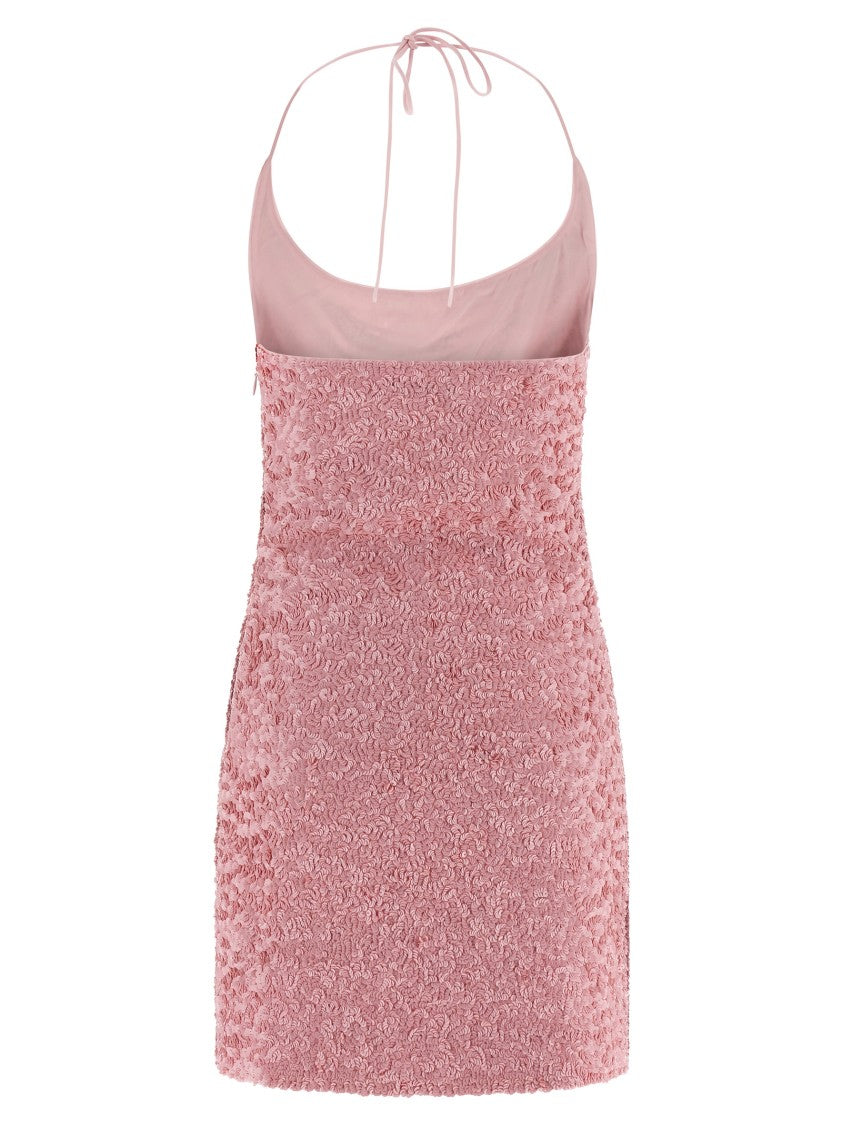 Balmain Silk Mini Dress With All-Over Sequin Embellishment