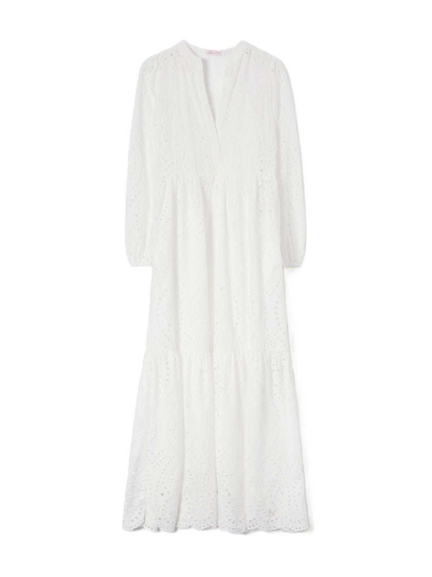 Mc2 Saint Barth Tiered Eyelet Embroidery Maxi Dress