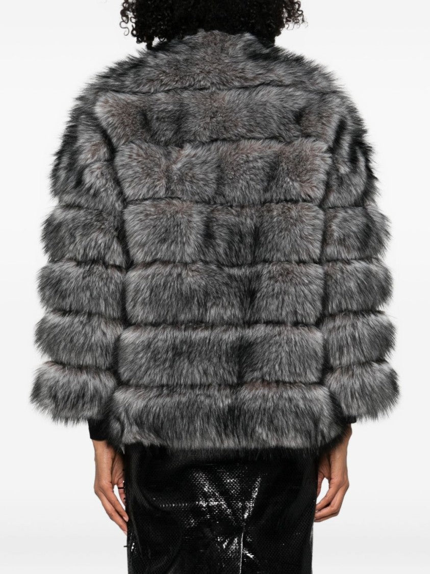 Betta Corradi Textured Grey Coat With High Collar