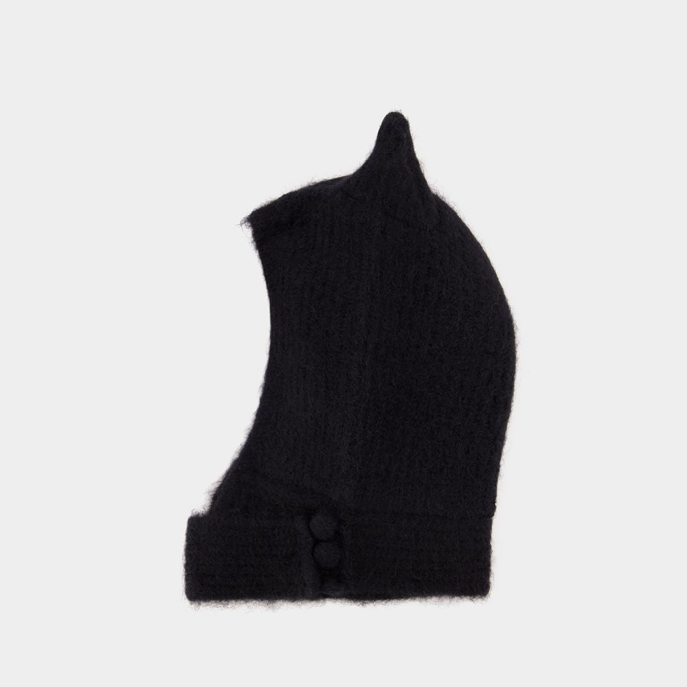 Coperni Knitted Horn Beanie Hat - Wool - Black
