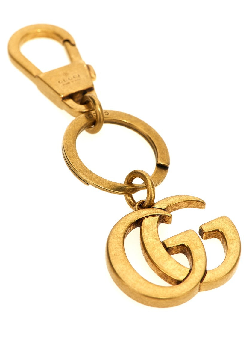 Gucci Antiqued Gold Metal Keyring With 'Doppia G' Charm