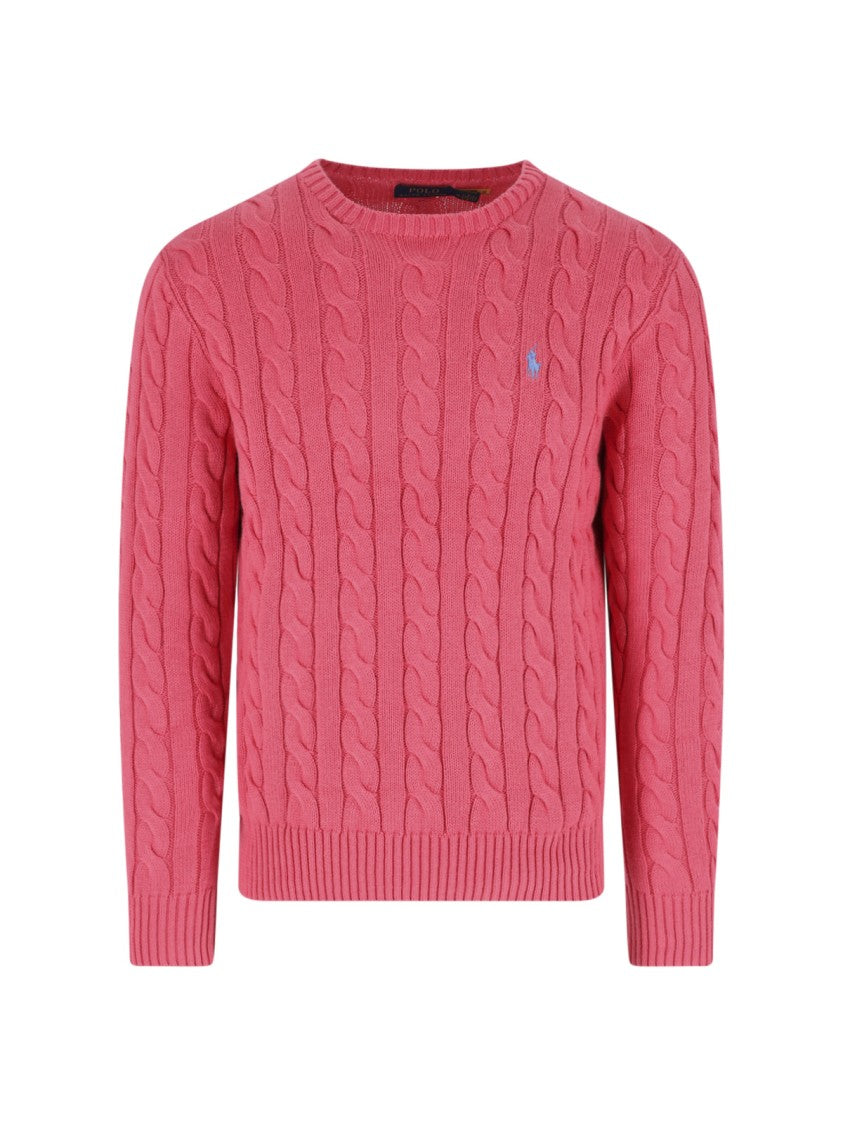 Polo Ralph Lauren Red Cable Knit Crewneck Sweater